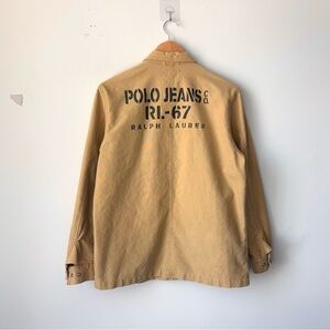 Vintage Polo Jeans Co RL67 Canvas Chore Coat Sz L Ralph Lauren Workwear Utility